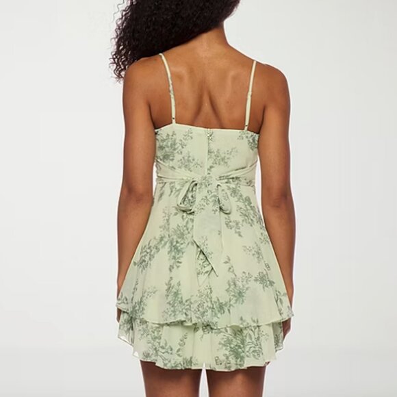 B. Smart Womens Juniors Sleeveless Floral Fit + Flare Dress , Sage Sz 15 - Picture 2 of 5